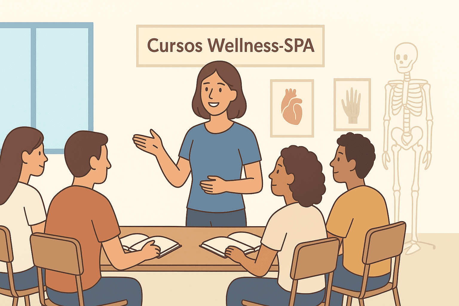 clase de teoría de masaje en cursos wellness spa